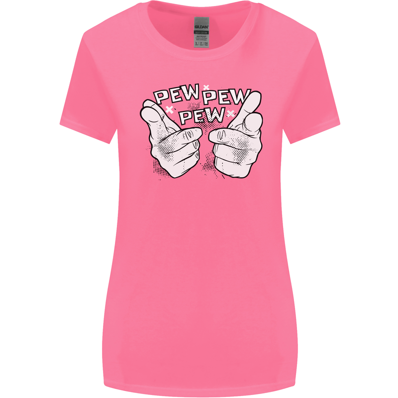 Pew Pew Pew Hands Funny Sci-Fi Lightsaber Womens Wider Cut T-Shirt Azalea