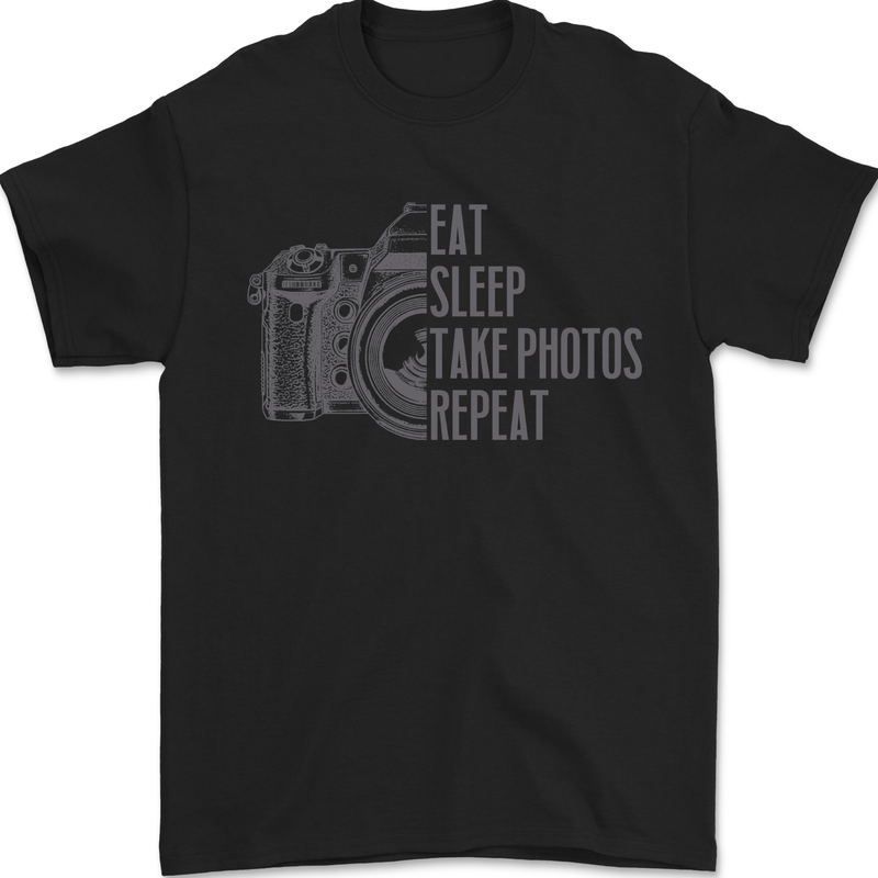 Photography Eat Sleep Photos Photographer Mens T-Shirt 100% Cotton Black