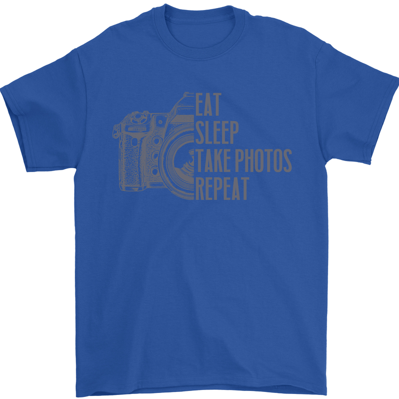 Photography Eat Sleep Photos Photographer Mens T-Shirt 100% Cotton Royal Blue