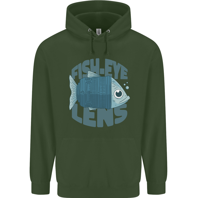 Photography Funny Fisheye Lens Photographer Childrens Kids Hoodie Forest Green