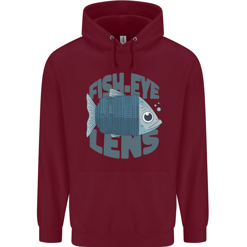 Photography Funny Fisheye Lens Photographer Childrens Kids Hoodie Maroon