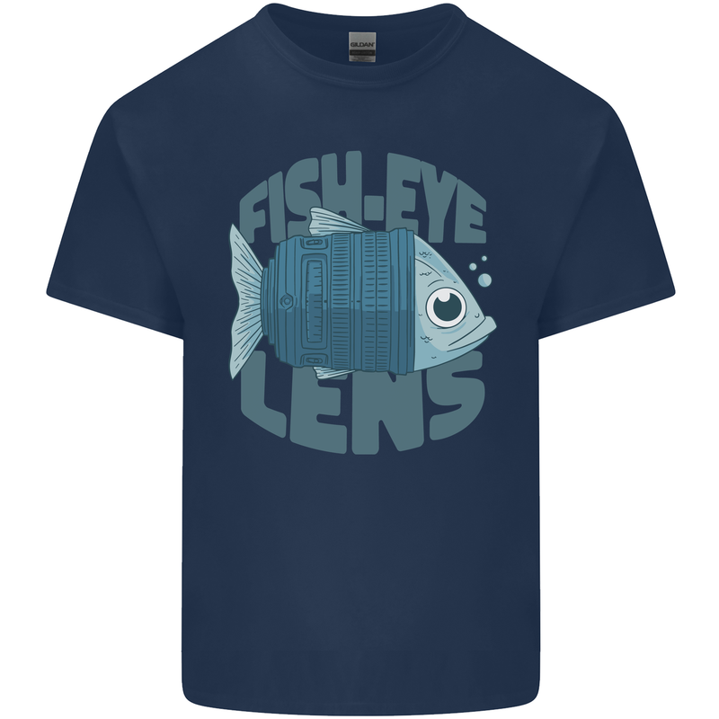 Photography Funny Fisheye Lens Photographer Kids T-Shirt Childrens Navy Blue