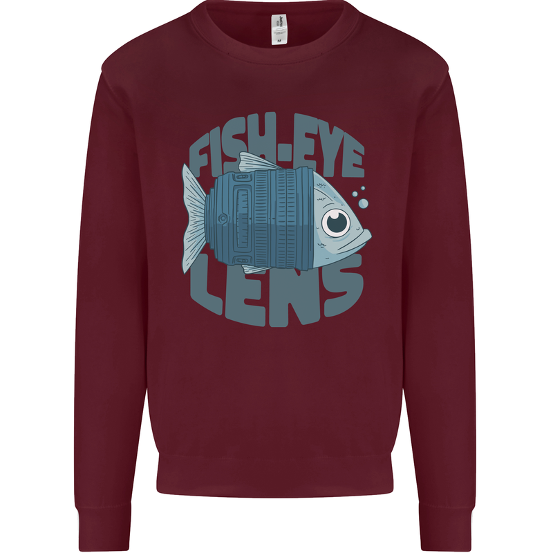 Photography Funny Fisheye Lens Photographer Mens Sweatshirt Jumper Maroon