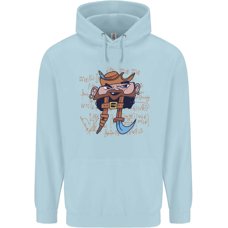 Pi Pirate Funny Maths Equation Geek Nerd Childrens Kids Hoodie Light Blue