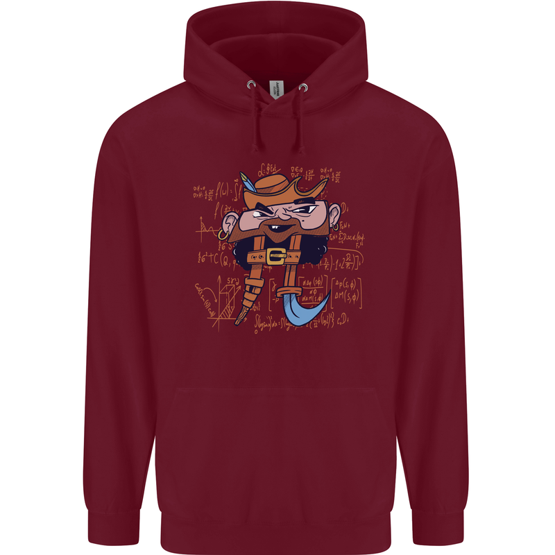 Pi Pirate Funny Maths Equation Geek Nerd Childrens Kids Hoodie Maroon