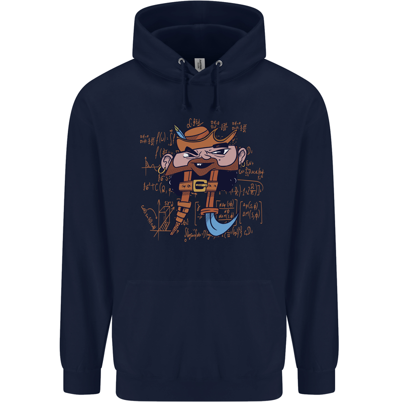 Pi Pirate Funny Maths Equation Geek Nerd Childrens Kids Hoodie Navy Blue