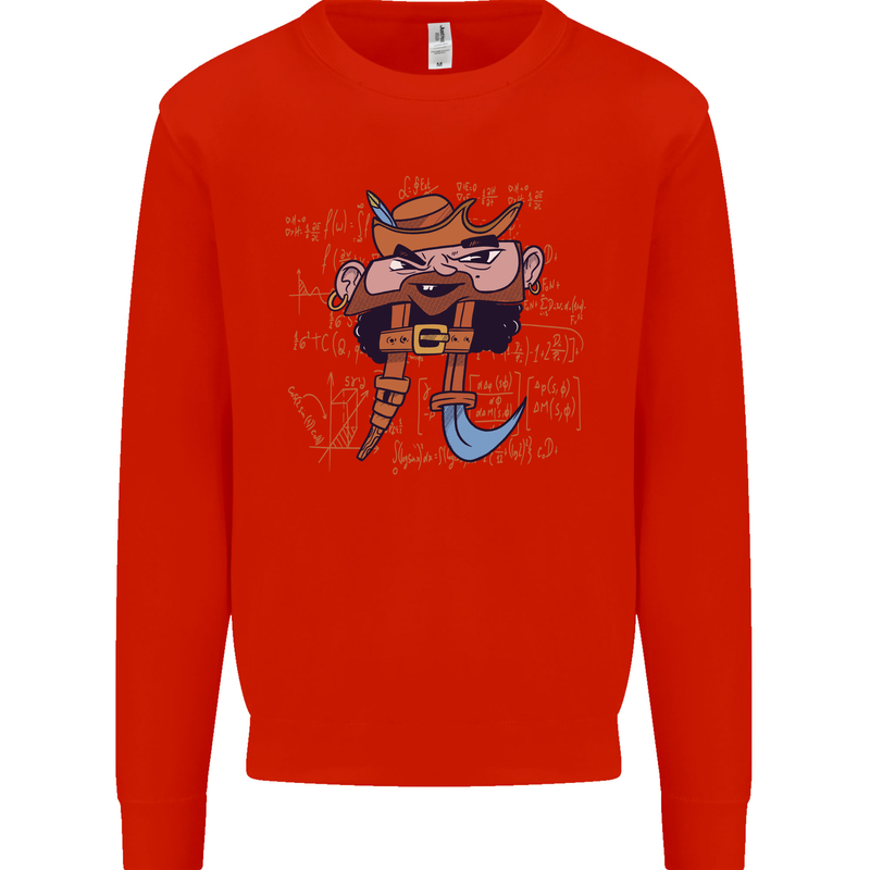 Pi Pirate Funny Maths Equation Geek Nerd Kids Sweatshirt Jumper Bright Red
