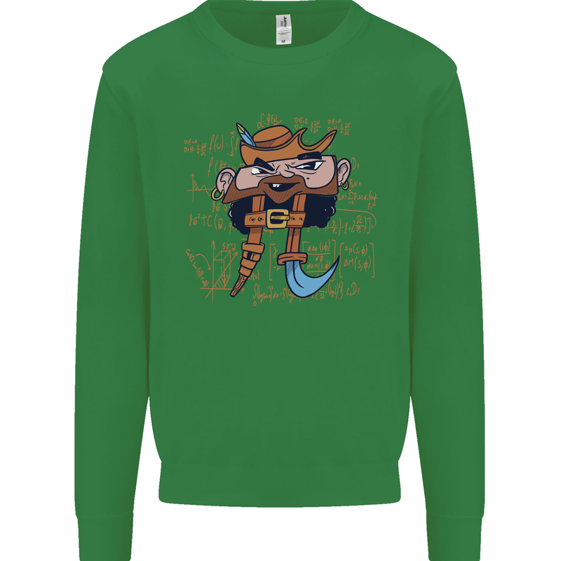 Pi Pirate Funny Maths Equation Geek Nerd Kids Sweatshirt Jumper Irish Green