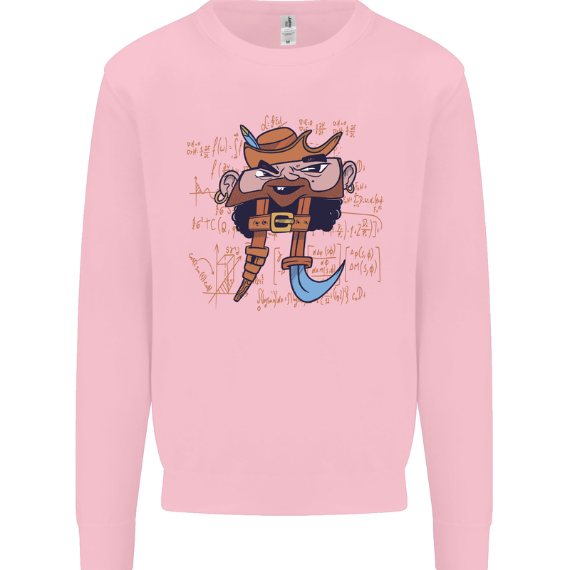 Pi Pirate Funny Maths Equation Geek Nerd Kids Sweatshirt Jumper Light Pink