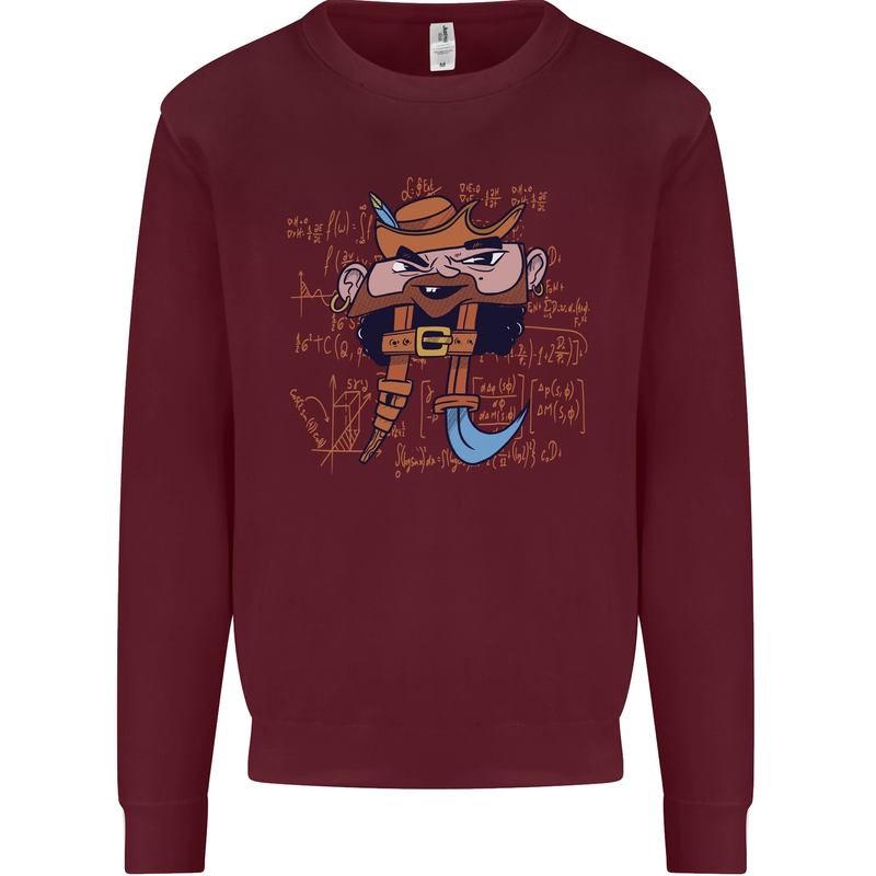 Pi Pirate Funny Maths Equation Geek Nerd Kids Sweatshirt Jumper Maroon