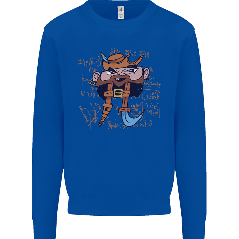Pi Pirate Funny Maths Equation Geek Nerd Kids Sweatshirt Jumper Royal Blue
