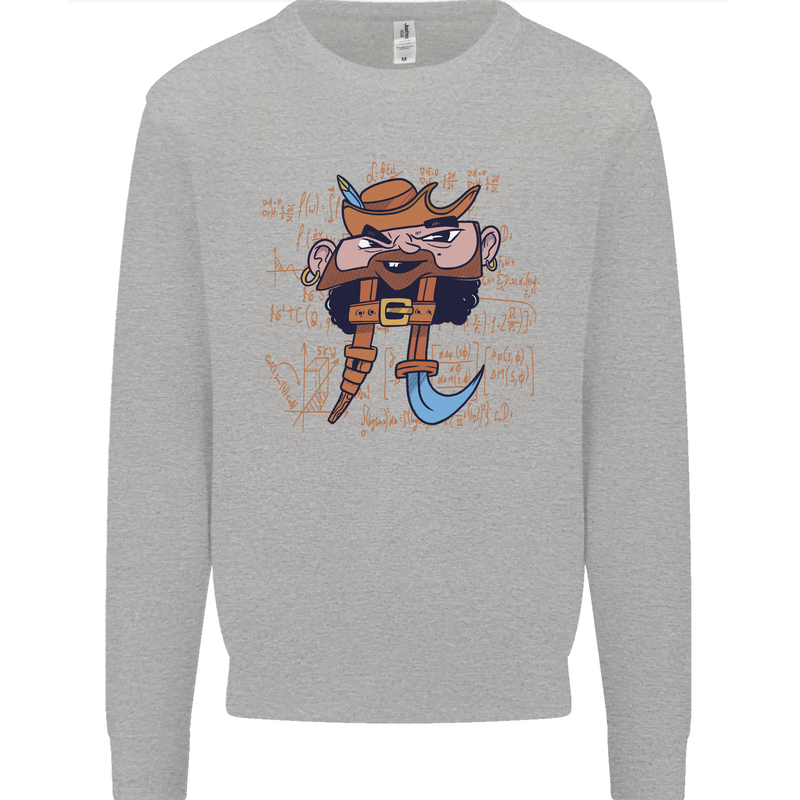 Pi Pirate Funny Maths Equation Geek Nerd Kids Sweatshirt Jumper Sports Grey
