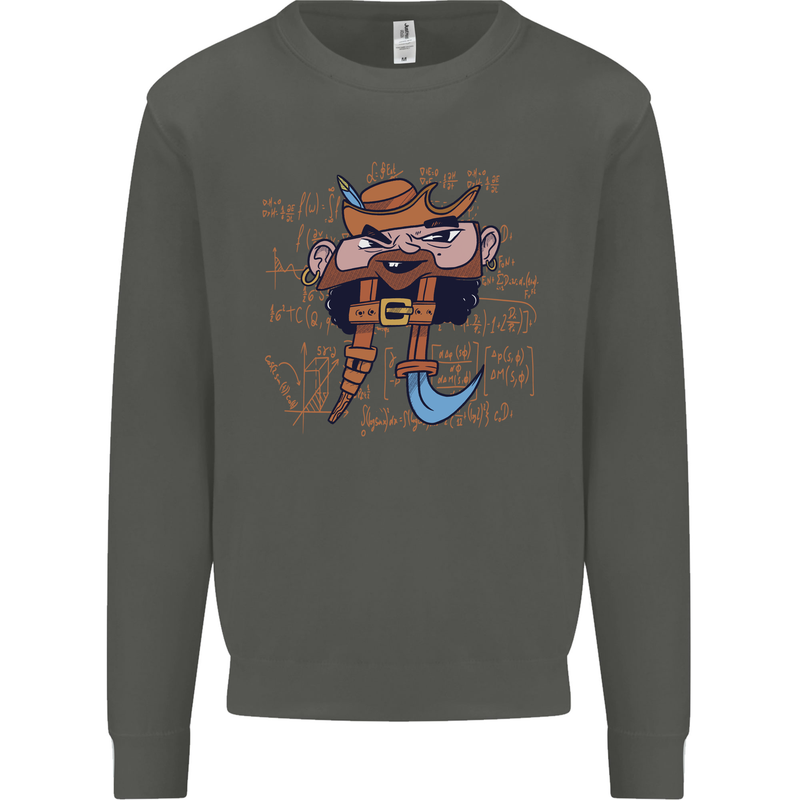 Pi Pirate Funny Maths Equation Geek Nerd Kids Sweatshirt Jumper Storm Grey
