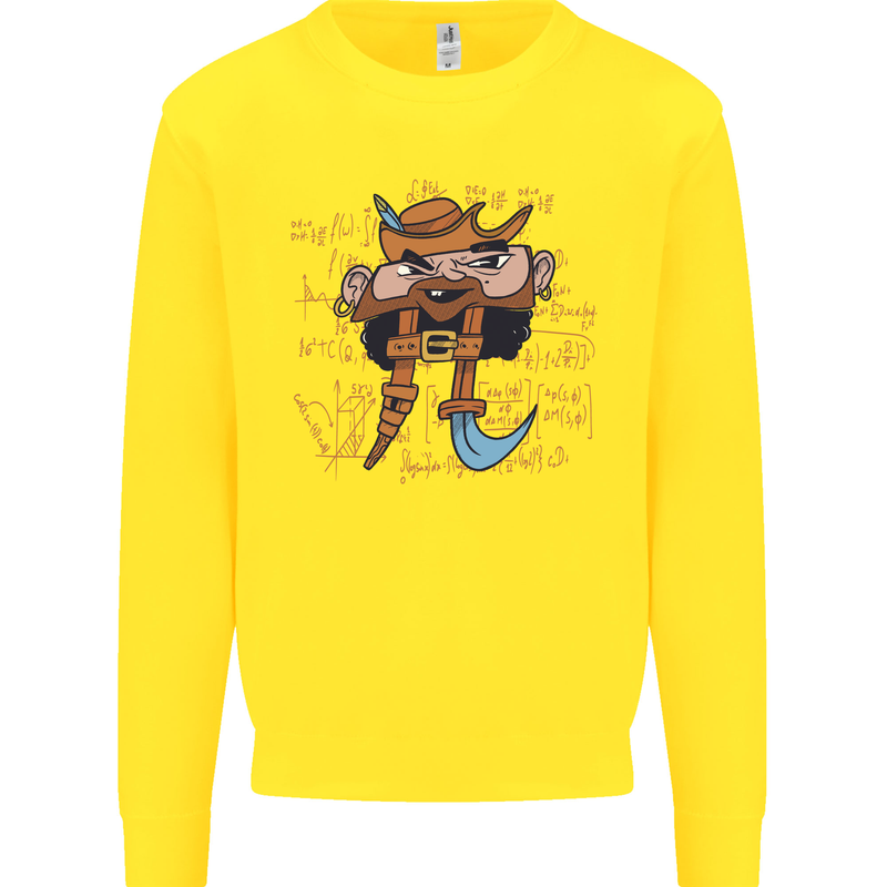 Pi Pirate Funny Maths Equation Geek Nerd Kids Sweatshirt Jumper Yellow