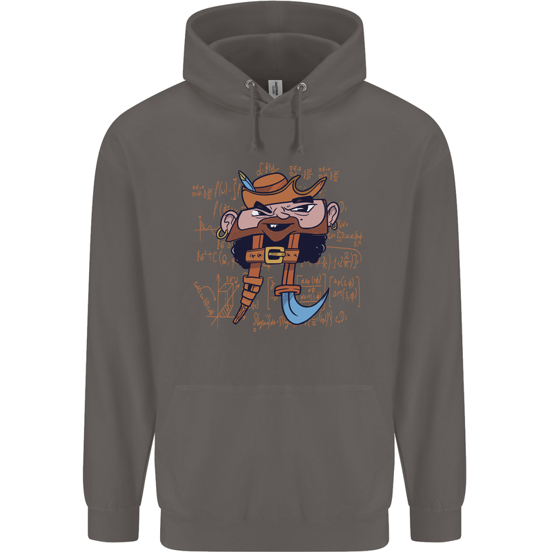Pi Pirate Funny Maths Equation Geek Nerd Mens 80% Cotton Hoodie Charcoal