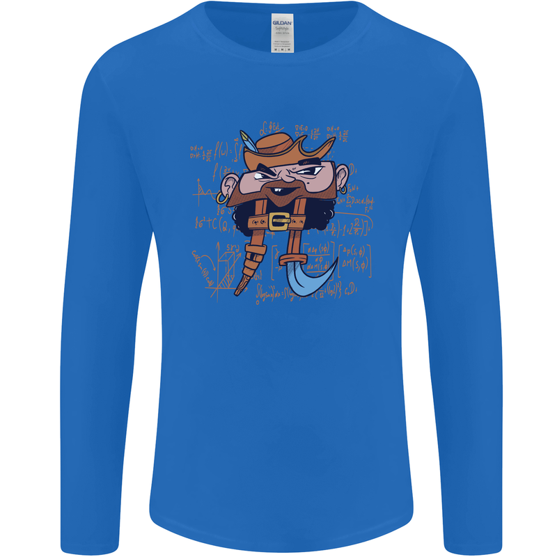 Pi Pirate Funny Maths Equation Geek Nerd Mens Long Sleeve T-Shirt Royal Blue
