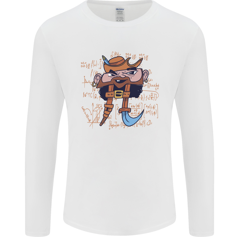 Pi Pirate Funny Maths Equation Geek Nerd Mens Long Sleeve T-Shirt White