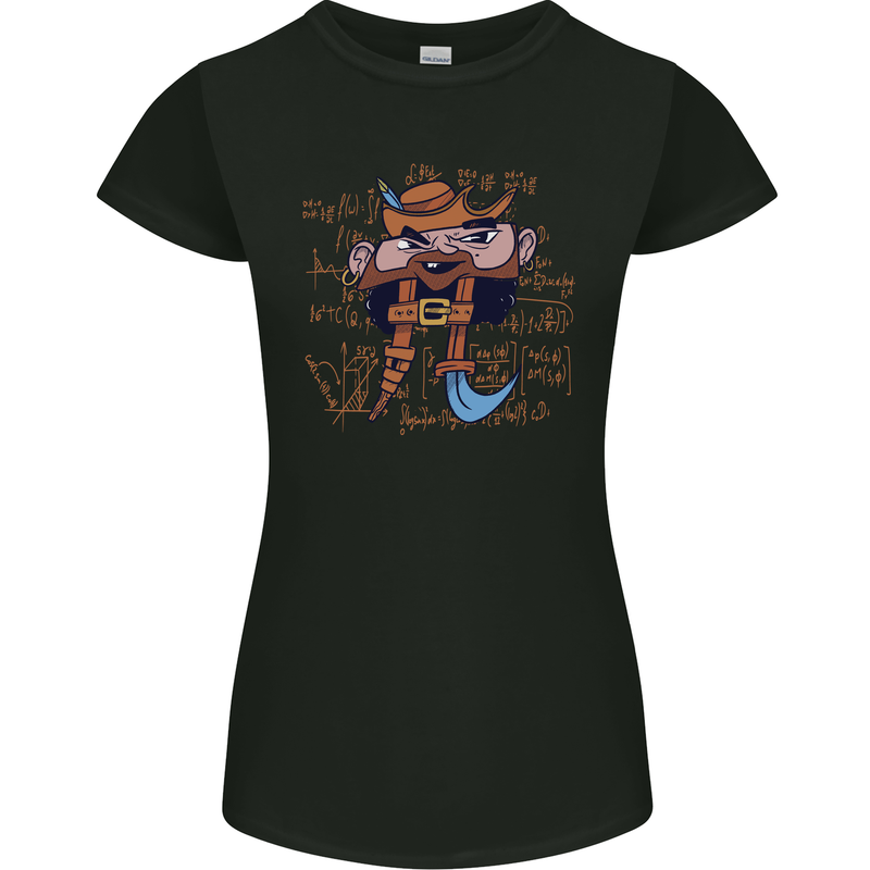 Pi Pirate Funny Maths Equation Geek Nerd Womens Petite Cut T-Shirt Black