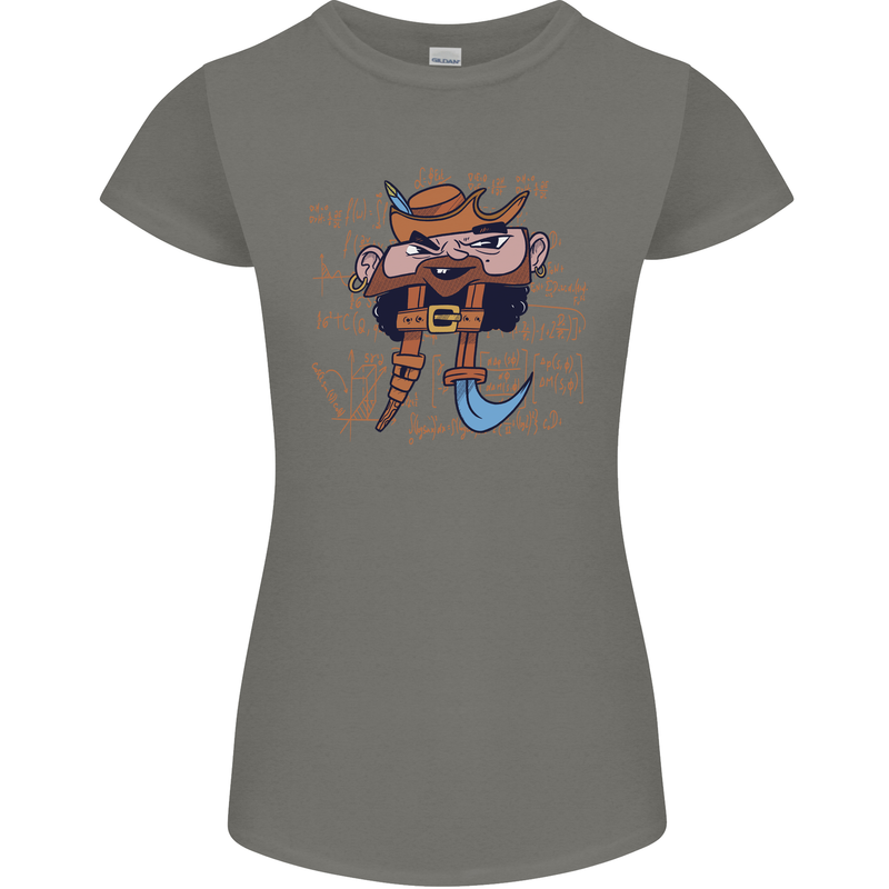 Pi Pirate Funny Maths Equation Geek Nerd Womens Petite Cut T-Shirt Charcoal