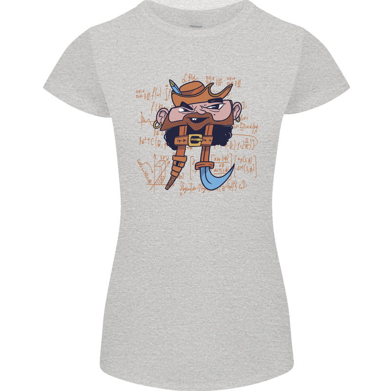 Pi Pirate Funny Maths Equation Geek Nerd Womens Petite Cut T-Shirt Sports Grey