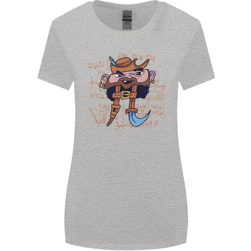 Pi Pirate Funny Maths Equation Geek Nerd Womens Wider Cut T-Shirt Sports Grey
