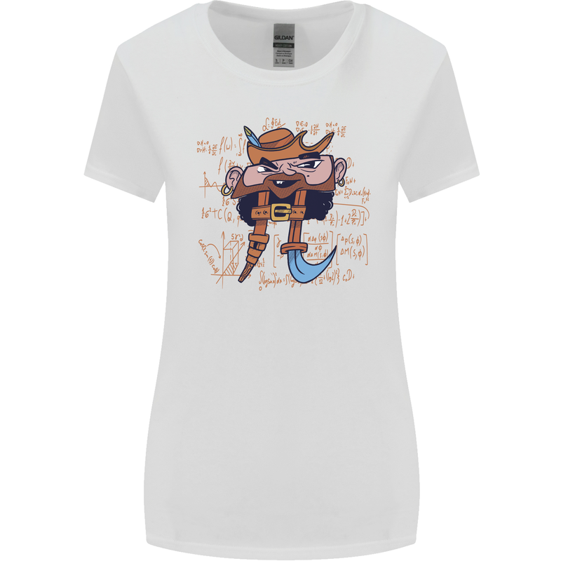 Pi Pirate Funny Maths Equation Geek Nerd Womens Wider Cut T-Shirt White