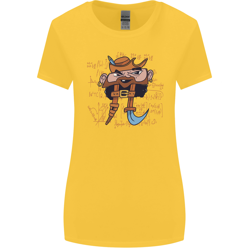 Pi Pirate Funny Maths Equation Geek Nerd Womens Wider Cut T-Shirt Yellow