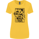 Pick Your Poison Beer Alcohol Skeleton Skull Womens Wider Cut T-Shirt Yellow