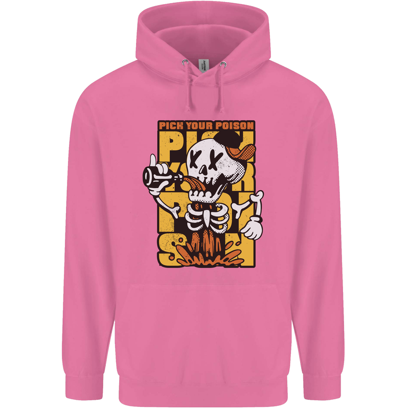 Pick Your Poison Beer Alcohol Skull Skeleton Mens 80% Cotton Hoodie Azelea