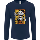 Pick Your Poison Beer Alcohol Skull Skeleton Mens Long Sleeve T-Shirt Navy Blue