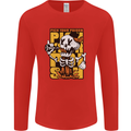Pick Your Poison Beer Alcohol Skull Skeleton Mens Long Sleeve T-Shirt Red