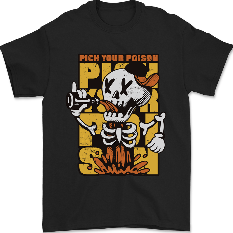 a black t - shirt with a skeleton wearing a cowboy hat