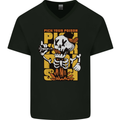 Pick Your Poison Beer Alcohol Skull Skeleton Mens V-Neck Cotton T-Shirt Black