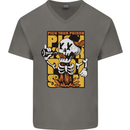 Pick Your Poison Beer Alcohol Skull Skeleton Mens V-Neck Cotton T-Shirt Charcoal