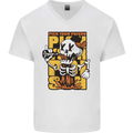 Pick Your Poison Beer Alcohol Skull Skeleton Mens V-Neck Cotton T-Shirt White
