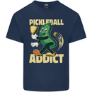 Pickleball Addict Mens Cotton T-Shirt Tee Top Navy Blue