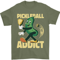 Pickleball Addict Mens T-Shirt 100% Cotton Military Green