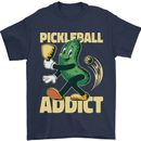 Pickleball Addict Mens T-Shirt 100% Cotton Navy Blue
