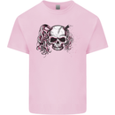 Pigtail Punk Rock Girl Skull Kids T-Shirt Childrens Light Pink