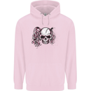 Pigtail Punk Rock Girl Skull Mens 80% Cotton Hoodie Light Pink
