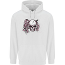 Pigtail Punk Rock Girl Skull Mens 80% Cotton Hoodie White