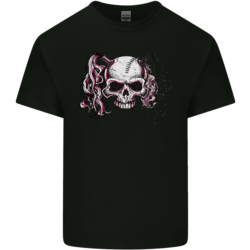 Pigtail Punk Rock Girl Skull Mens Cotton T-Shirt Tee Top Black