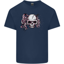 Pigtail Punk Rock Girl Skull Mens Cotton T-Shirt Tee Top Navy Blue
