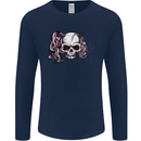 Pigtail Punk Rock Girl Skull Mens Long Sleeve T-Shirt Navy Blue