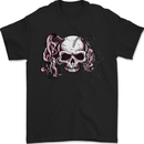 Pigtail Punk Rock Girl Skull Mens T-Shirt 100% Cotton Black