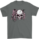 Pigtail Punk Rock Girl Skull Mens T-Shirt 100% Cotton Charcoal