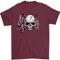 Pigtail Punk Rock Girl Skull Mens T-Shirt 100% Cotton Maroon