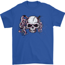 Pigtail Punk Rock Girl Skull Mens T-Shirt 100% Cotton Royal Blue