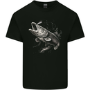Pike Fish on a Line Fishing Fisherman Kids T-Shirt Childrens Black