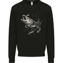 Pike Fish on a Line Fishing Fisherman Mens Sweatshirt Jumper Black